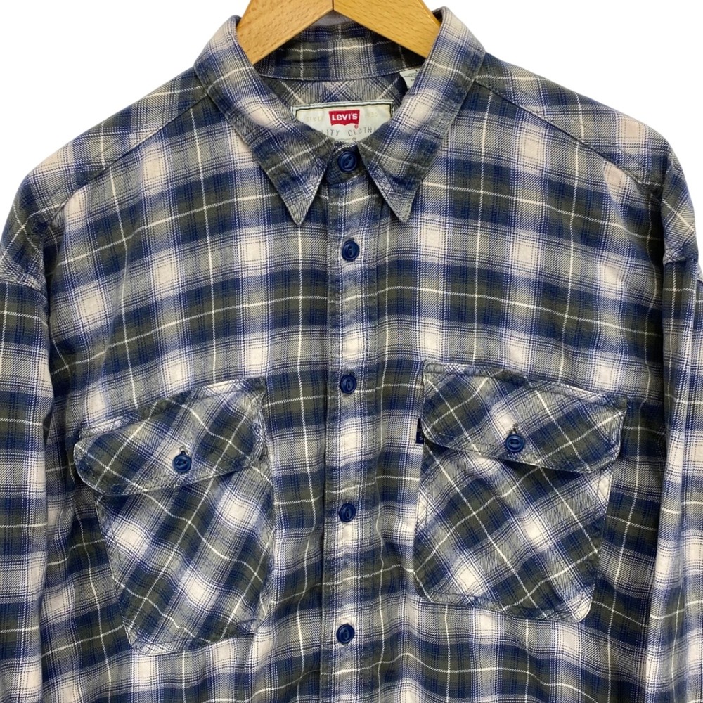 Vintage 90's Levi's Flannel  Shirt Mens L Plaid Long Sleeve Button Up  READ